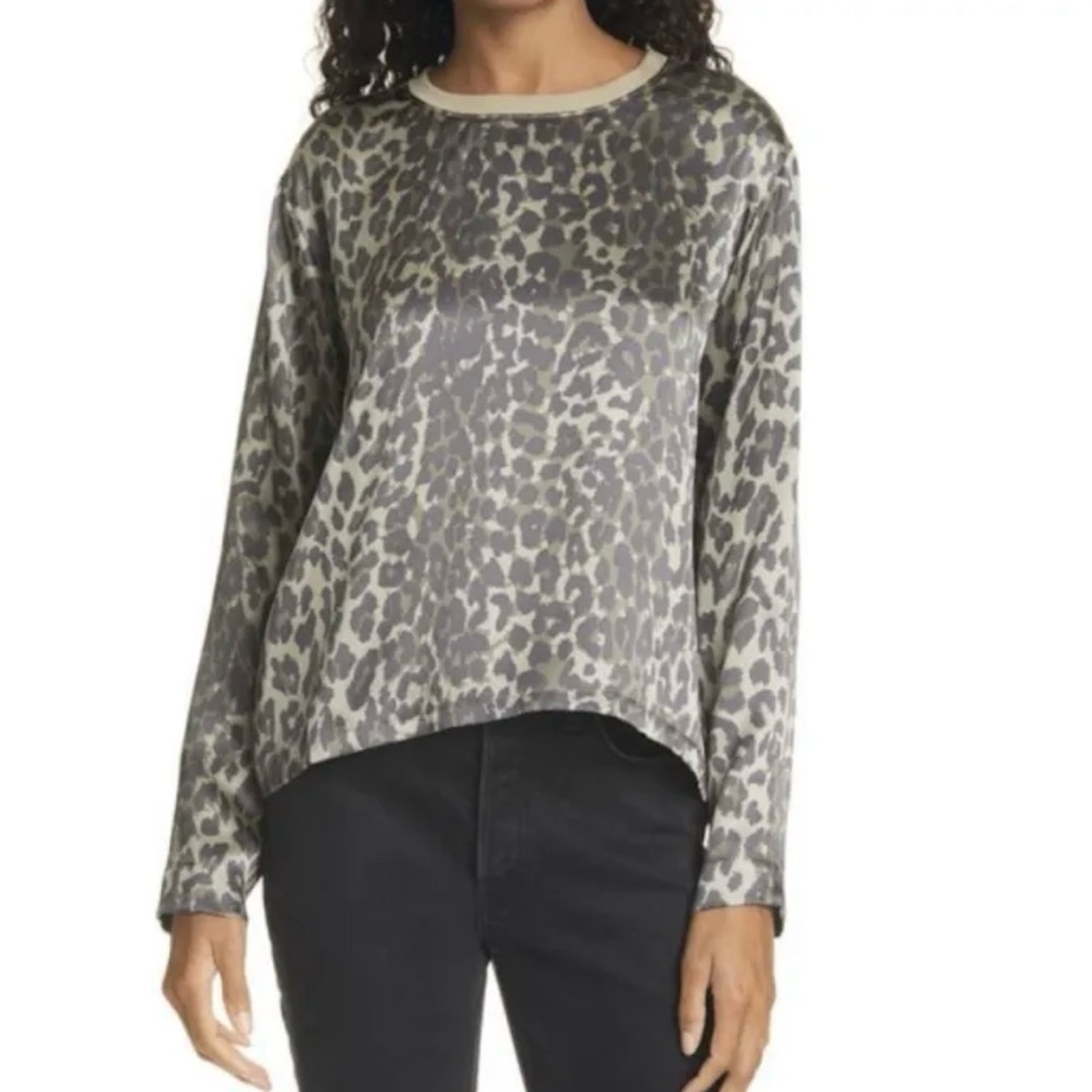 ATM Anthony Thomas Melillo Blouse Army Leopard Print 100% Silk M